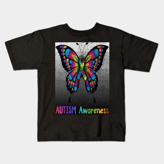 Autism Awareness T-ShirtColorful Butterfly Autism Awareness T-Shirt_by Kids T-Shirt by VinitaHilliard